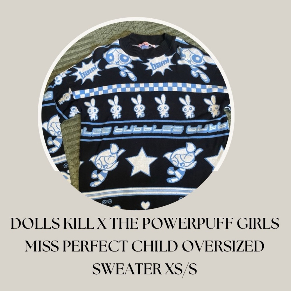 DOLLS KILL X THE POWERPUFF GIRLS MISS PERFECT CHILD OVERSIZED SWEATER XS/S